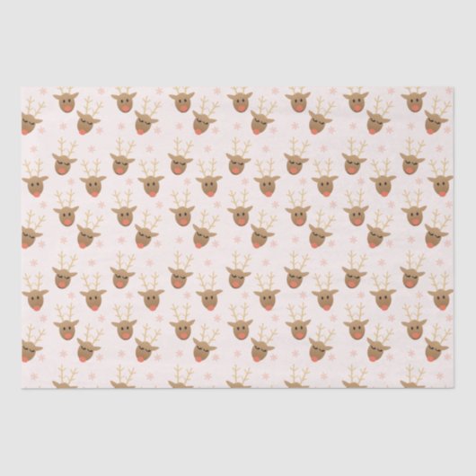 Cute Reindeer Pattern Snowflakes Oranje Tissuepapier (Voorkant)