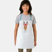 Cute Reindeer Personalized Kinder Holiday Apron Schort (Insitu)