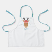 Cute Reindeer Personalized Kinder Holiday Apron Schort (Voorkant)