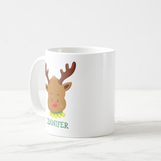 Cute Reindeer Persoonlijke kerstMok Koffiemok (Voorkant links)