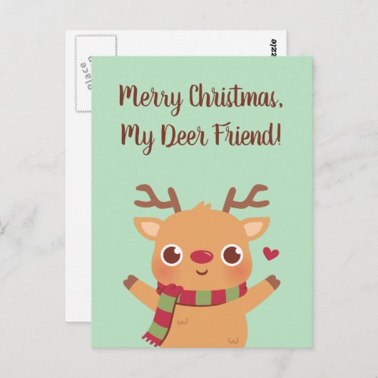 Cute Reindeer, prettige kerst mijn Deer Friend Briefkaart (Voorkant / Achterkant)