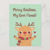 Cute Reindeer, prettige kerst mijn Deer Friend Briefkaart (Voorkant)