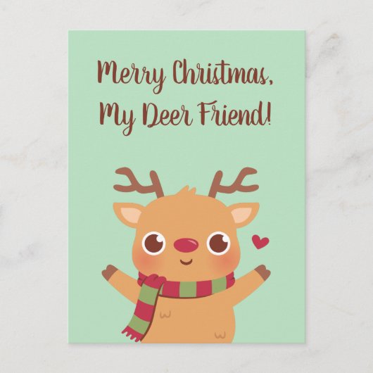 Cute Reindeer, prettige kerst mijn Deer Friend Briefkaart (Voorkant)