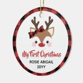 Cute Reindeer Pset Bow 1 kerstfoto Baby Keramisch Ornament (Links)