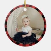Cute Reindeer Pset Bow 1 kerstfoto Baby Keramisch Ornament (Achterkant)