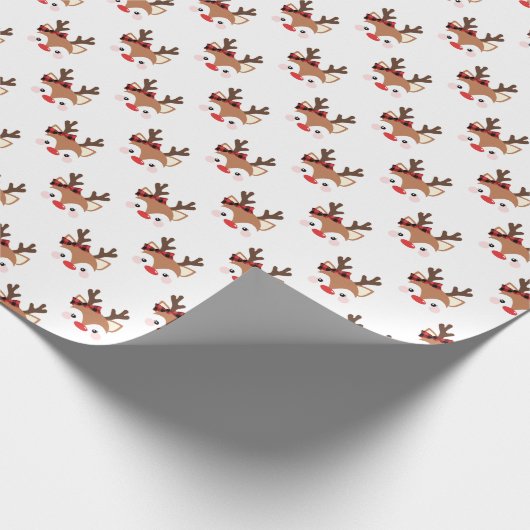 Cute Reindeer Pset Bow Pattern Cadeaupapier (Hoek)