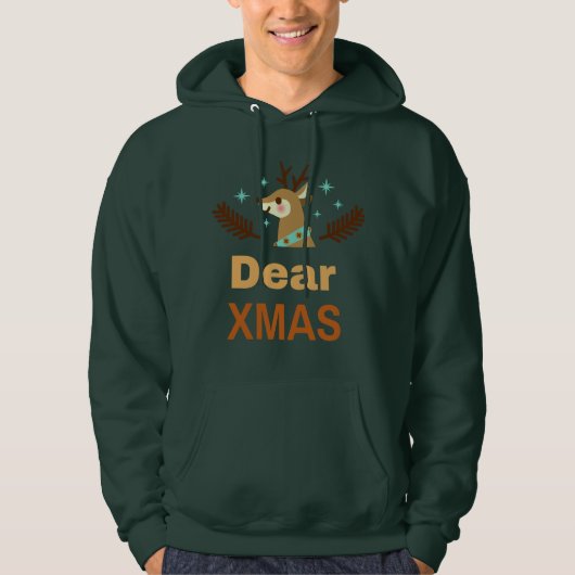 Cute Reindeer Pun Dear Xmas Holiday Art Hoodie (Voorkant)