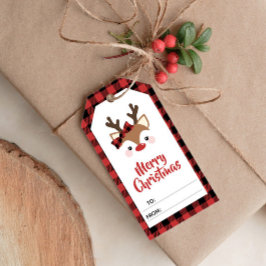 Cute Reindeer Red Pset Merry Kerstmis van Cadeaulabel