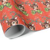 Cute Reindeer  Retro Cadeaupapier (Rol Hoek)