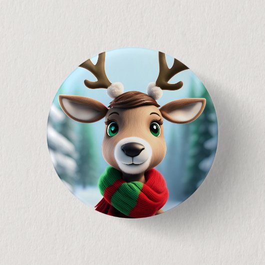 Cute Reindeer Ronde Button 3,2 Cm (Voorkant)