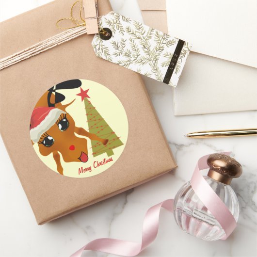 Cute Reindeer Ronde Sticker (Geschenken)