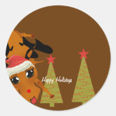 Cute Reindeer Ronde Sticker (Voorkant)
