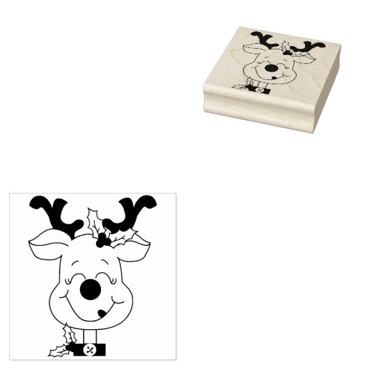 Cute Reindeer Rubberstempel (Gestempeld)