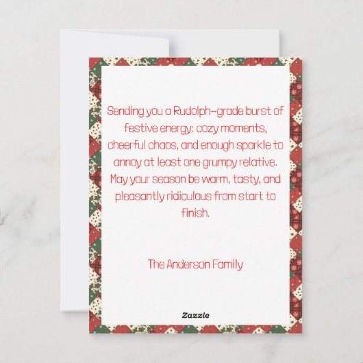 Cute reindeer Rudolph christmas wishes Postcard Feestdagenkaart (Achterkant)