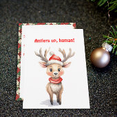 Cute reindeer Rudolph christmas wishes Postcard Feestdagenkaart