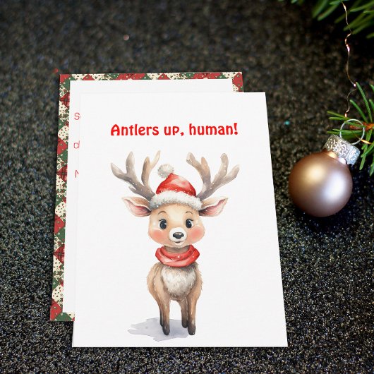Cute reindeer Rudolph christmas wishes Postcard Feestdagenkaart