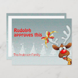 Cute reindeer Rudolph christmas wishes Postcard Feestdagenkaart