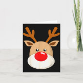 Cute Reindeer Rudolph Red Nose Christmas Antlers  Kaart (Voorkant)