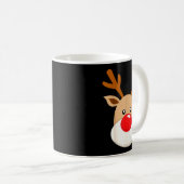 Cute Reindeer Rudolph Red Nose Christmas Antlers Koffiemok (Voorkant rechts)