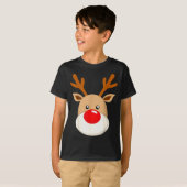 Cute Reindeer Rudolph Red Nose Christmas Antlers  T-shirt (Voorkant volledig)