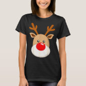 Cute Reindeer Rudolph Red Nose Christmas Antlers  T-shirt (Voorkant)