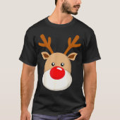 Cute Reindeer Rudolph Red Nose Christmas Antlers  T-shirt (Voorkant)