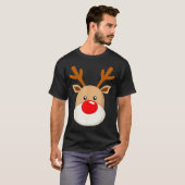 Cute Reindeer Rudolph Red Nose Christmas Antlers  T-shirt (Voorkant volledig)