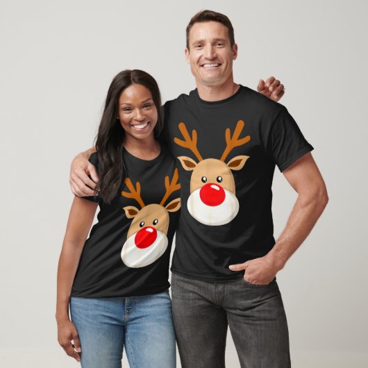 Cute Reindeer Rudolph Red Nose Christmas Antlers  T-shirt (Unisex)