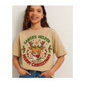 Cute Reindeer Santa's Helper Christmas for Family Tri-Blend Shirt