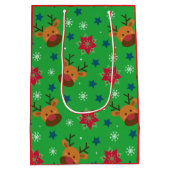 Cute Reindeer & Snowflake Christmas  Medium Cadeauzakje (Achterkant)