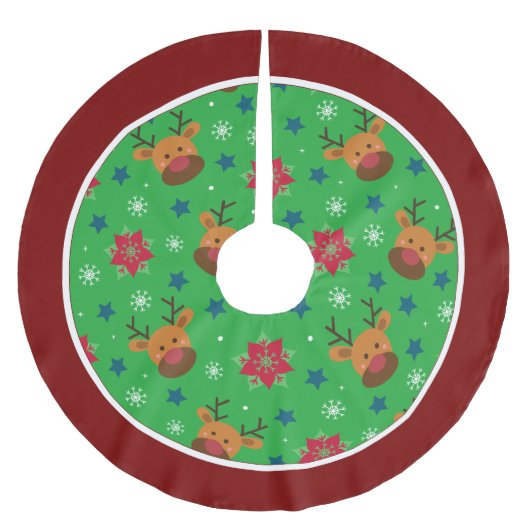 Cute Reindeer & Snowflake Christmas Tree Skirt  Kerstboom Rok (Voorkant)
