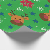 Cute Reindeer & Snowflake Christmas Wrapping Paper Cadeaupapier (Hoek)