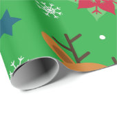 Cute Reindeer & Snowflake Christmas Wrapping Paper Cadeaupapier (Rol Hoek)
