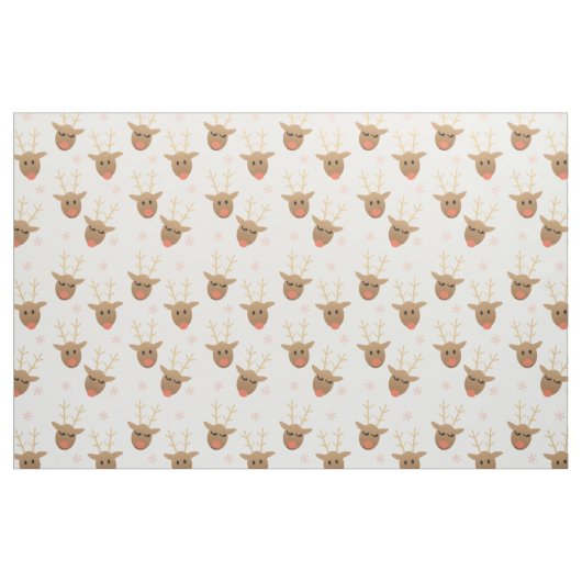 Cute Reindeer Snowflakes Patroon Stof (Yard (91,4 cm))