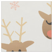 Cute Reindeer Snowflakes Patroon Stof (Close Up)