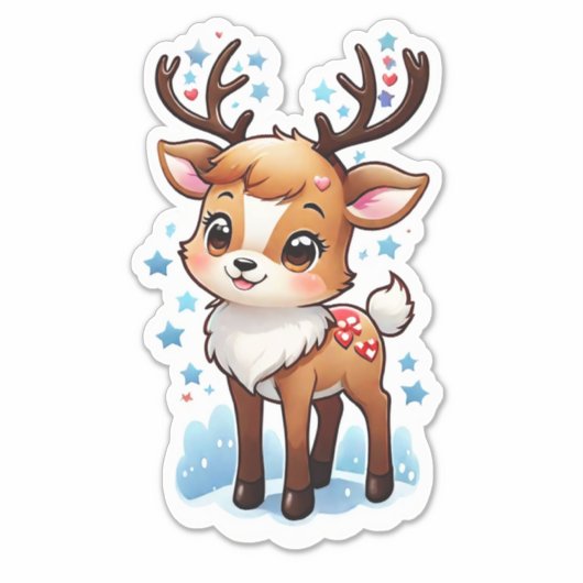 Cute Reindeer Sticker (Voorkant)