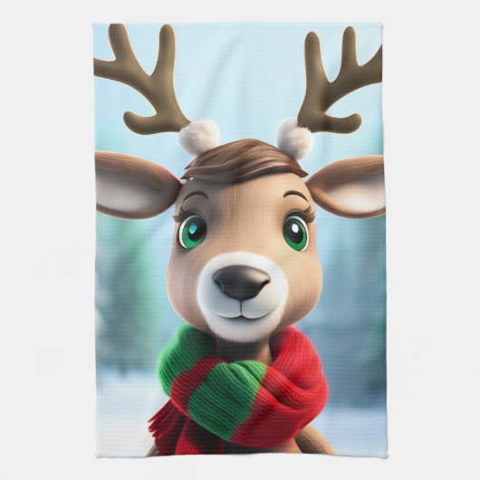 Cute Reindeer Theedoek (Verticaal)