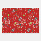 Cute Reindeer, Trees & Snowflakes Festive Design Inpakpapier Vel (Voorkant 3)