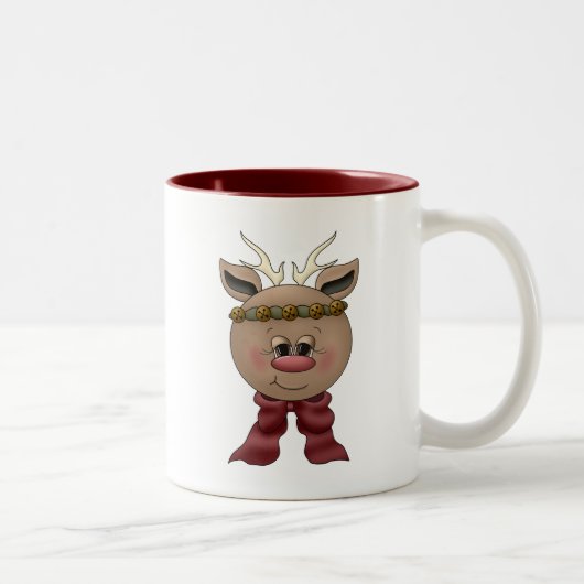 Cute Reindeer Tweekleurige Koffiemok (Rechts)