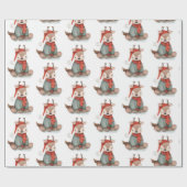 Cute Reindeer Waterverf Pattern Holiday Cadeaupapier (Vlak)