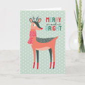 Cute Reindeer Winter Snow Christmas Photo Custom Kaart (Voorkant)