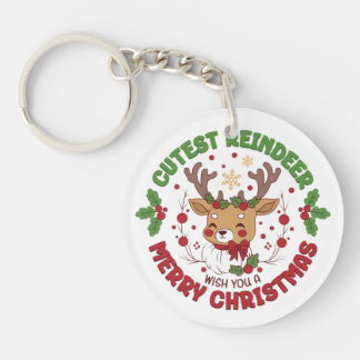 Cute Reindeer Wish You A Merry Christmas Sleutelhanger