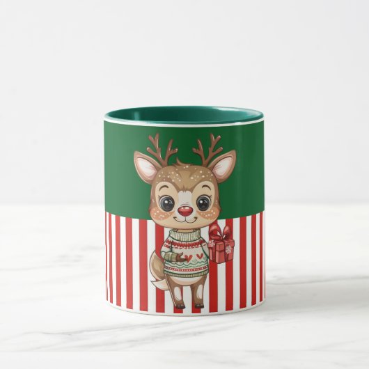 Cute Reindeer with Gift Box Mok (Midden)