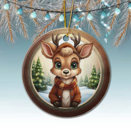 Cute Reindeer, Woodland Animal Deer Antlers 🦌🎄 Keramisch Ornament