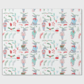 Cute Reindeer Woodland Animal Kerstmis Cadeaupapier (Vlak)