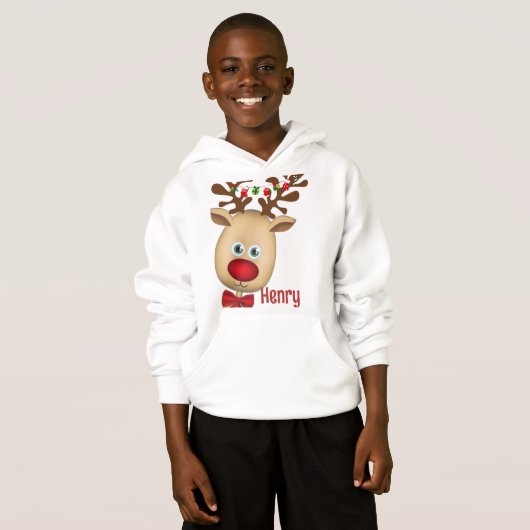 Cute Reindejongen Kerstlampjes Aangepaste naam (Voorkant volledig)