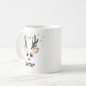 Cute Reindejongen Kerstlampjes Aangepaste naam Koffiemok (Voorkant links)