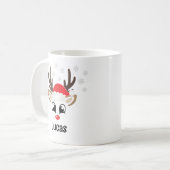 Cute Reindejongen Santa Hat Custom Name Kerstman Koffiemok (Voorkant links)