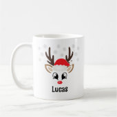 Cute Reindejongen Santa Hat Custom Name Kerstman Koffiemok (Links)