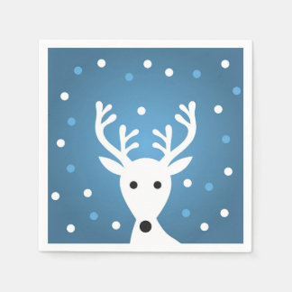 Cute reinreder blue winter-kerstpapier Napkin Servet
